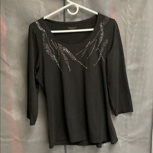 Goldwater Creek Black Embellished Top